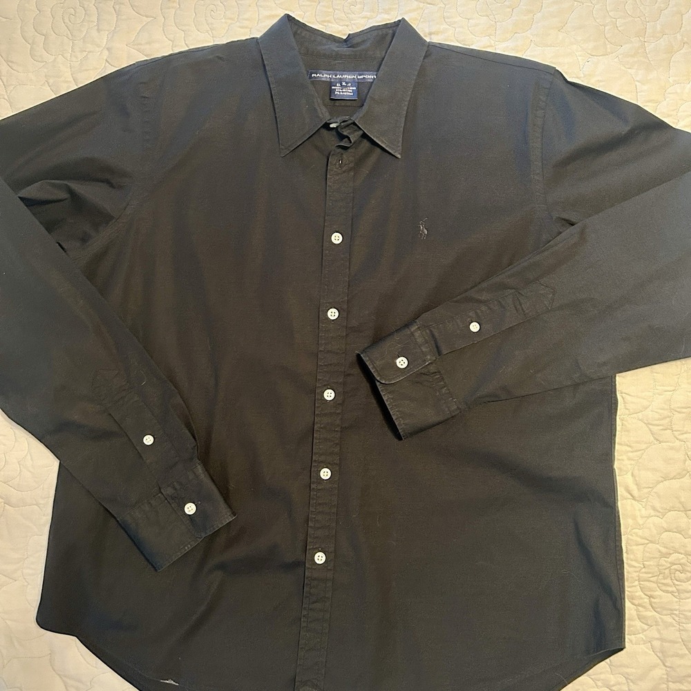 Ralph Lauren Sport Button-Down Shirt Size XL SLIM FIT Black Pony Long Sleeve